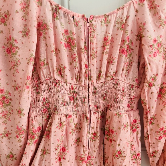 trixxi pretty pink floral print long sleeve romper size large - Picture 7 of 8